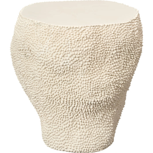 Uni Side Table by Jamie Young in cream white. Made from fiber glass in a coastal style.