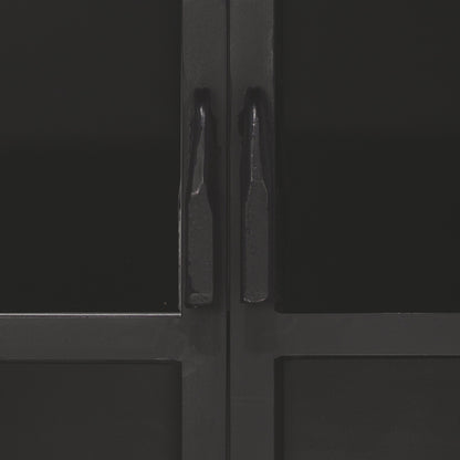 Union Curio Cabinet by Jamie Young in black iron, clear glass. Made from iron, glass in a modern style.