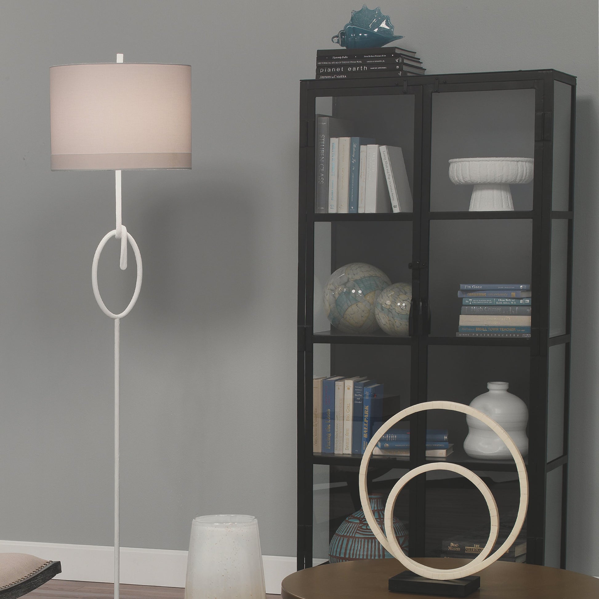 Union Curio Cabinet by Jamie Young in black iron, clear glass. Made from iron, glass in a modern style.