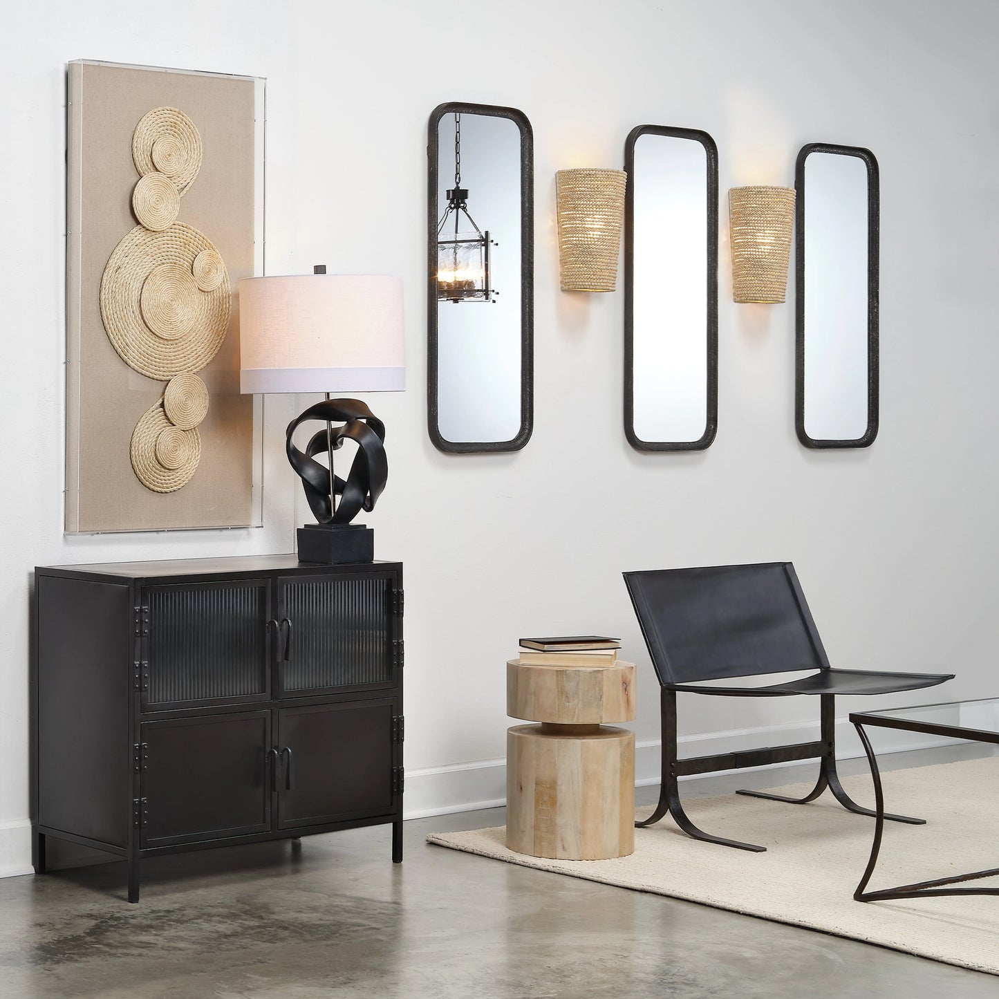009 SI-1961340 | Lifestyle | Vitrino Side Table by Jamie Young in black. Made from iron & glass in a modern style.