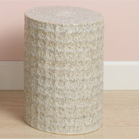 Wildflower Side Table by Jamie Young. Made from ceramic in a coastal style.