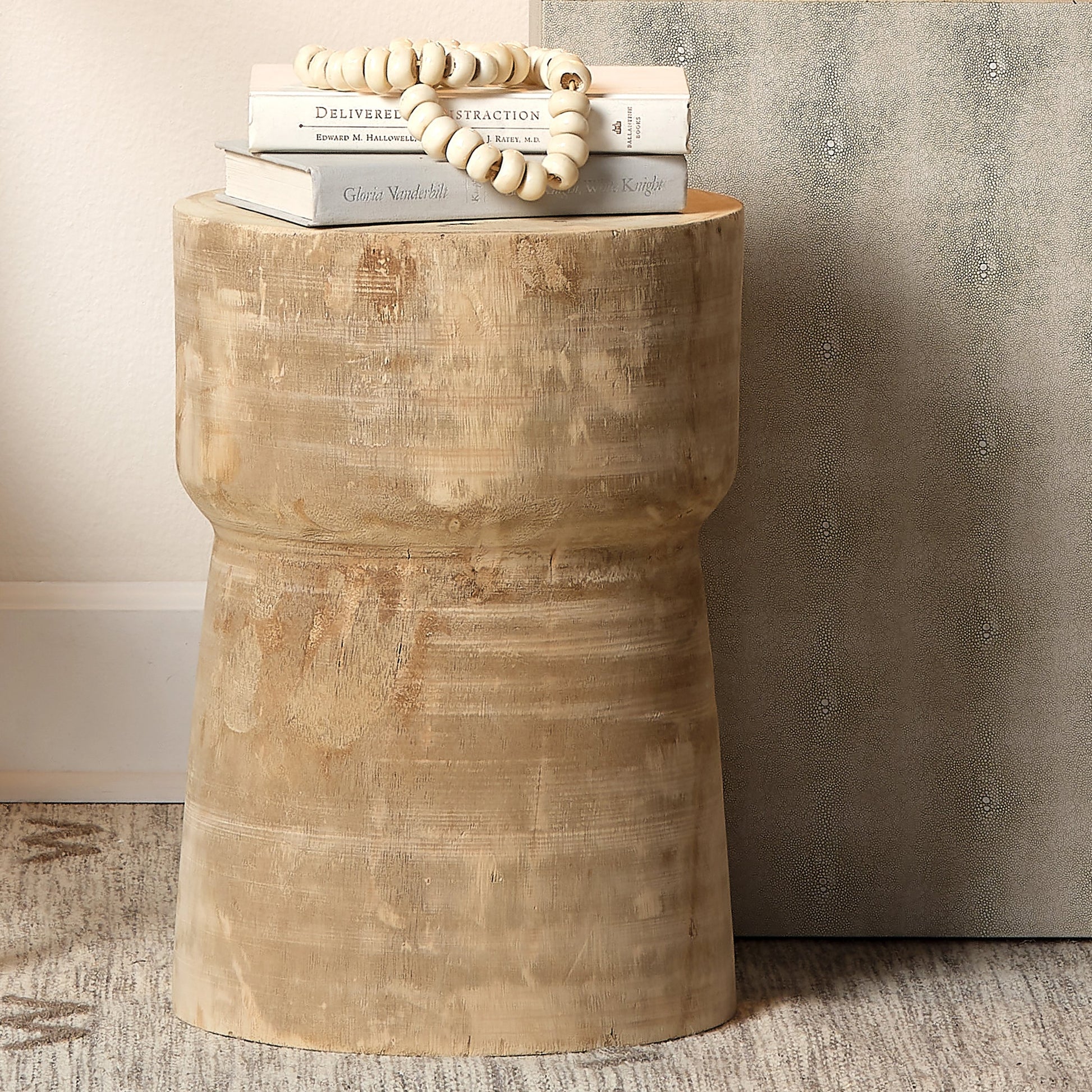 Yucca Side Table by Jamie Young in natural wood. Made from wood paulownia tree in a eclectic & global style.