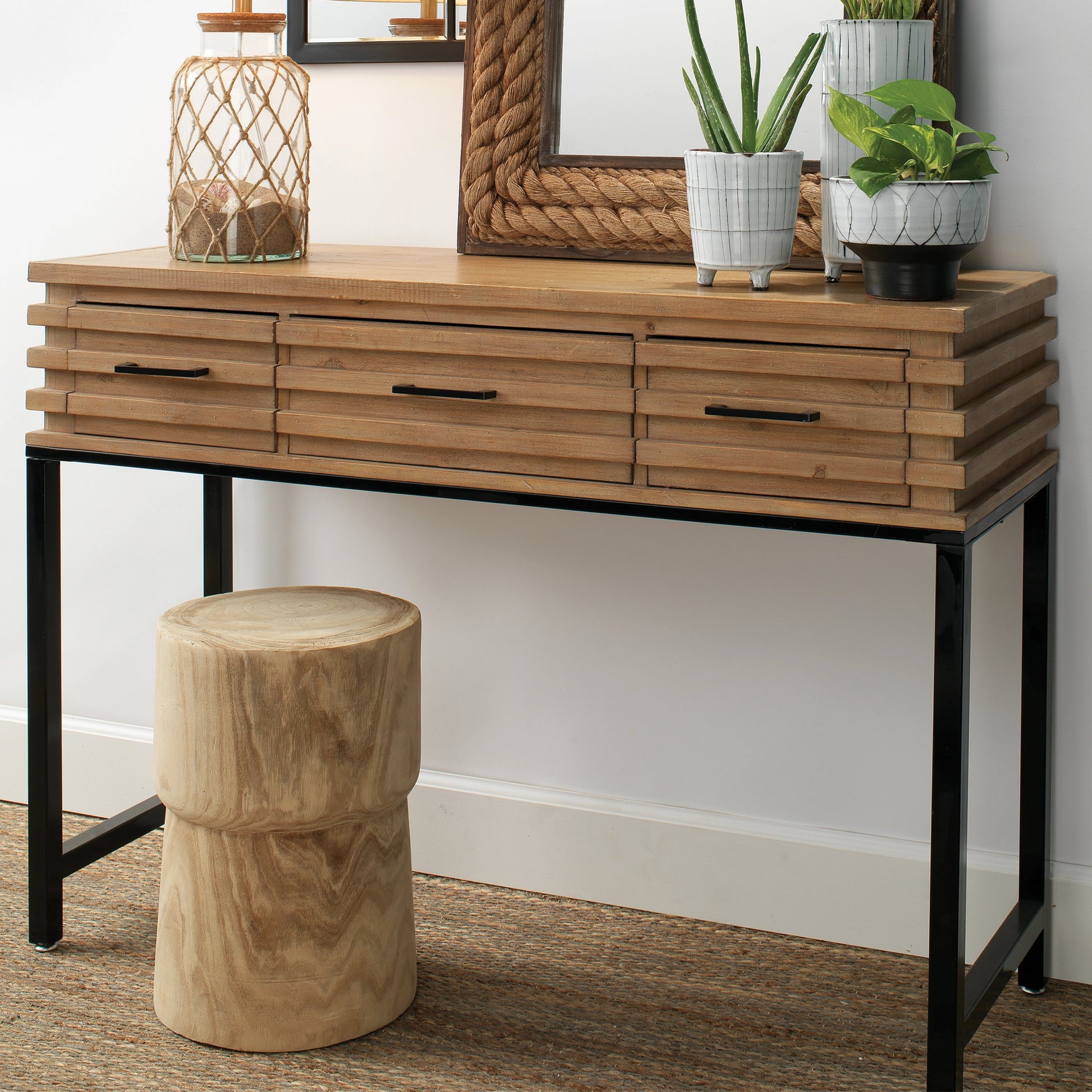 Yucca Side Table by Jamie Young in natural wood. Made from wood paulownia tree in a eclectic & global style.