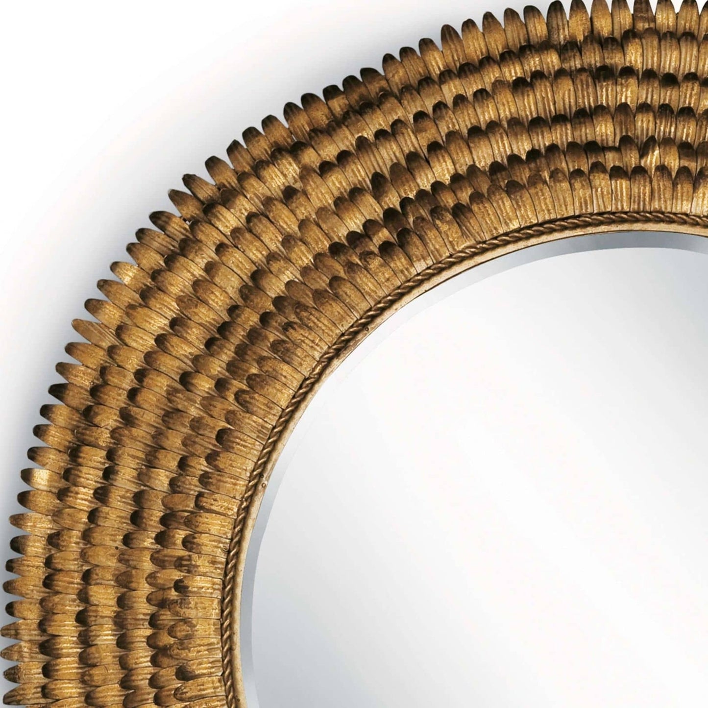 006 S-287166 | Closeup | Petal Mirror by Regina Andrew in gold and gold leaf. Made from steel in a coastal style.