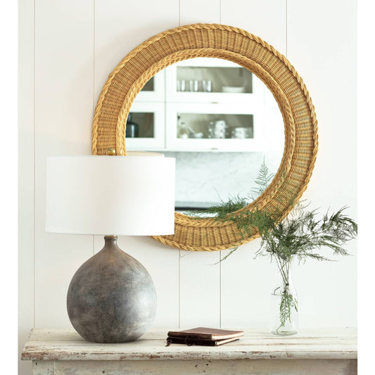 Pierre Mirror by Regina Andrew in neutral. Made from rattan in a coastal style.