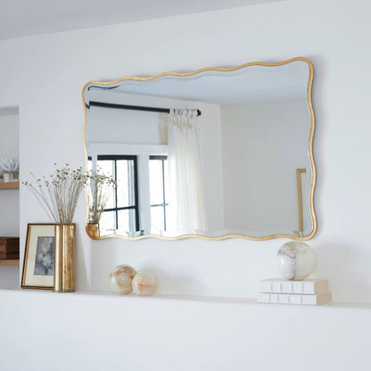 Candice Mirror by Regina Andrew in gold and gold leaf. Made from resin in a modern style.