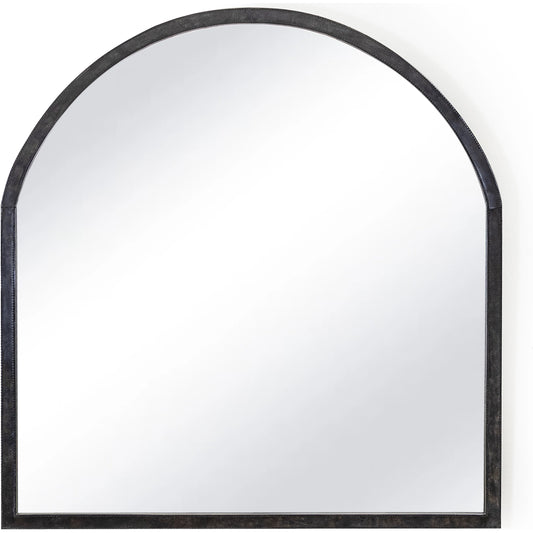 Knox Leather Mantle Mirror by Regina Andrew in black. Made from leather in a modern style.