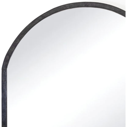 Knox Leather Mantle Mirror by Regina Andrew in black. Made from leather in a modern style.