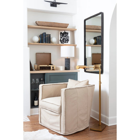 Knox Leather Rectangle Mirror by Regina Andrew in black. Made from leather in a modern style.