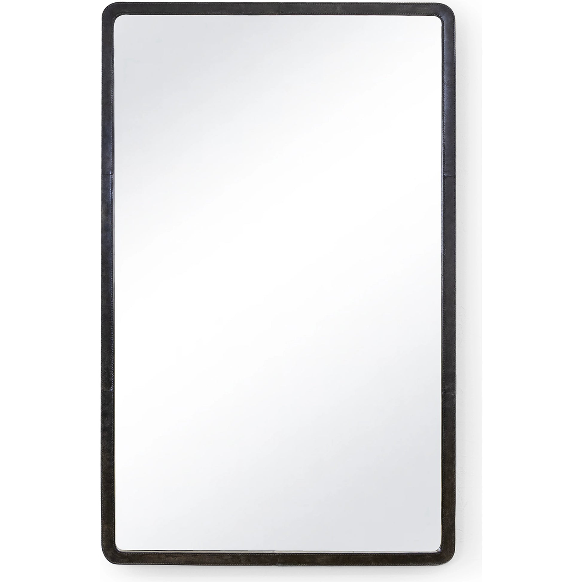 Knox Leather Rectangle Mirror by Regina Andrew in black. Made from leather in a modern style.