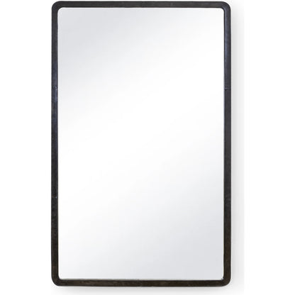 Knox Leather Rectangle Mirror by Regina Andrew in black. Made from leather in a modern style.