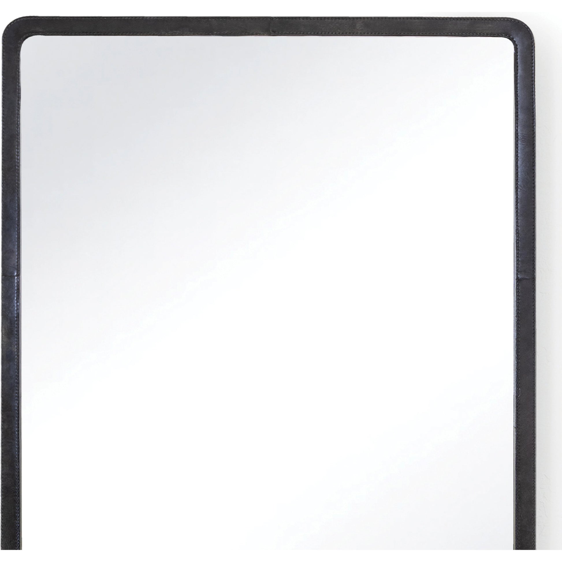 Knox Leather Rectangle Mirror by Regina Andrew in black. Made from leather in a modern style.