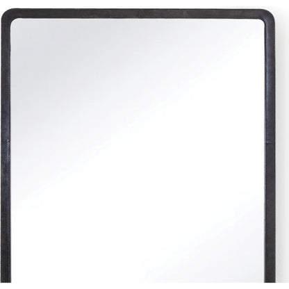 Knox Leather Rectangle Mirror by Regina Andrew in black. Made from leather in a modern style.