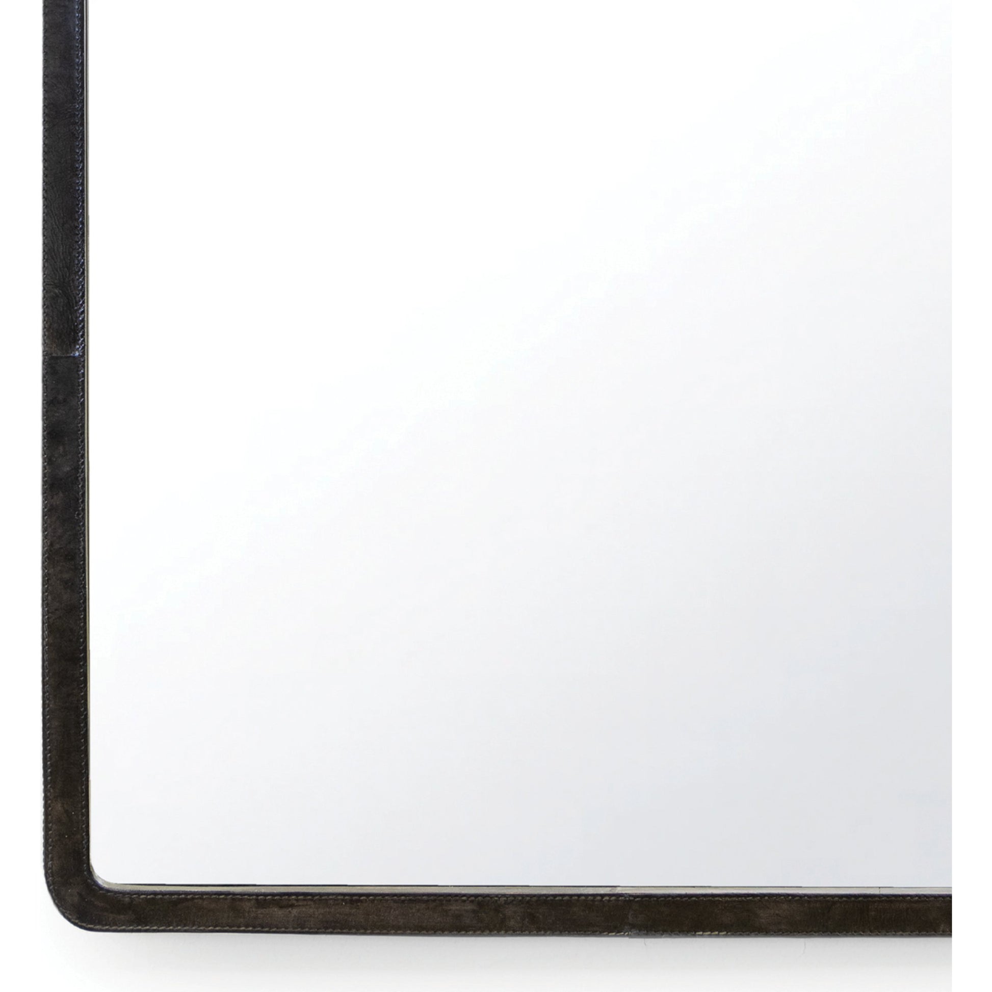Knox Leather Rectangle Mirror by Regina Andrew in black. Made from leather in a modern style.