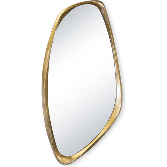 Galet Mirror by Regina Andrew in gold and antique gold leaf. Made from resin in a modern style.