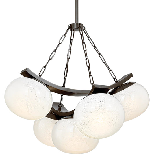 Duxbury 5-Light Chandelier by Hudson Valley in distressed bronze. Made from steel in a unique style.