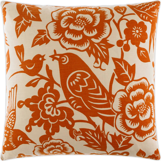 Billybird Pillow by DV Kap Home in tangerine. Made from 95% cotton, 5% linen in a unique style.