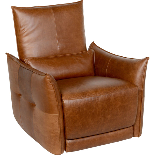 Esther Recliner Armchair by Classic Home in brown. Made from full top grain leather in a modern style.