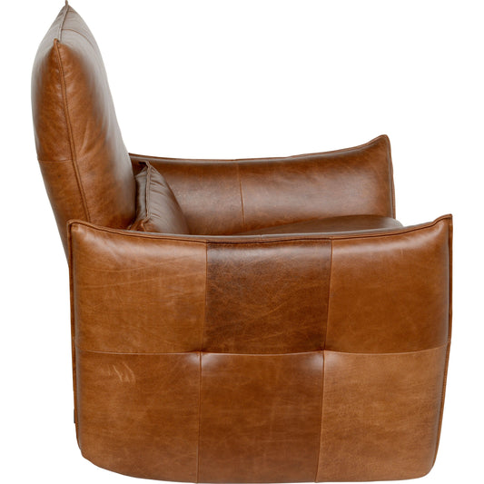 Esther Recliner Armchair by Classic Home in brown. Made from full top grain leather in a modern style.