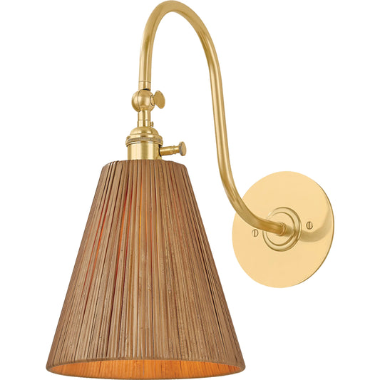 Ruthin Wall Sconce by Hudson Valley in aged brass. Made from steel in a unique style.