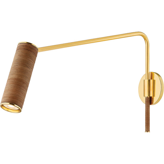 Narragansett Wall Sconce by Hudson Valley in aged brass. Made from steel in a rustic style.