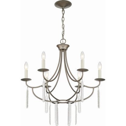 Ella 6-Light Classic Candle Chandelier by Lumanity in silver. Made from iron, glass in a modern style.