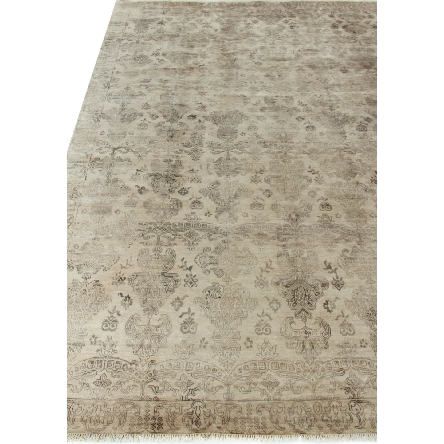 003 SI-2221667,SI-2221668 | Closeup | Lisbon Rug by Exquisite Rugs in ivory. Made from bamboo silk in a unique style.