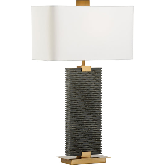 Stonehenge Lamp by Wildwood in black, gold. Made from stone in a transitional style.