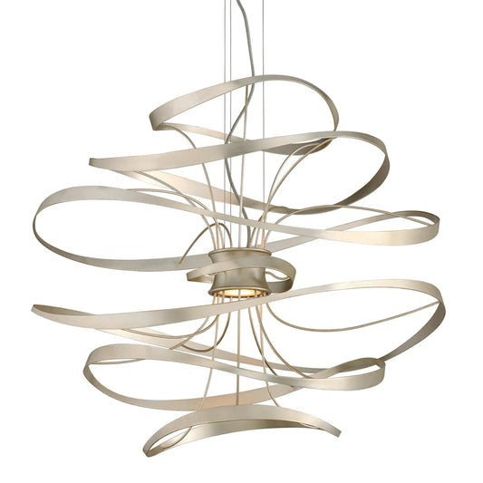 Calligraphy 34" Chandelier by Corbett. Made from hand crafted iron in a modern style.