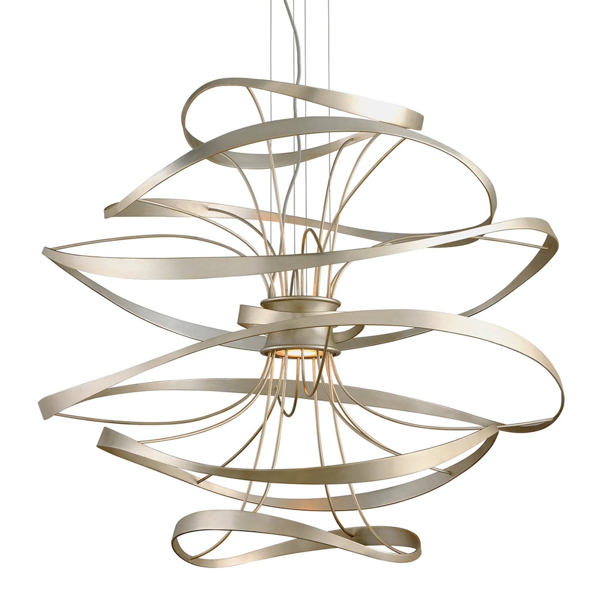 Calligraphy 42" Chandelier by Corbett. Made from hand crafted iron in a modern style.