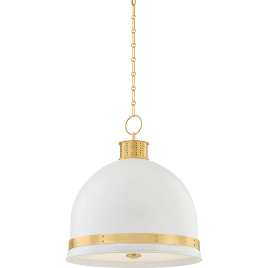 Briscoe Pendant by Hudson Valley in aged brass, soft white. Made from unique in a transitional style.