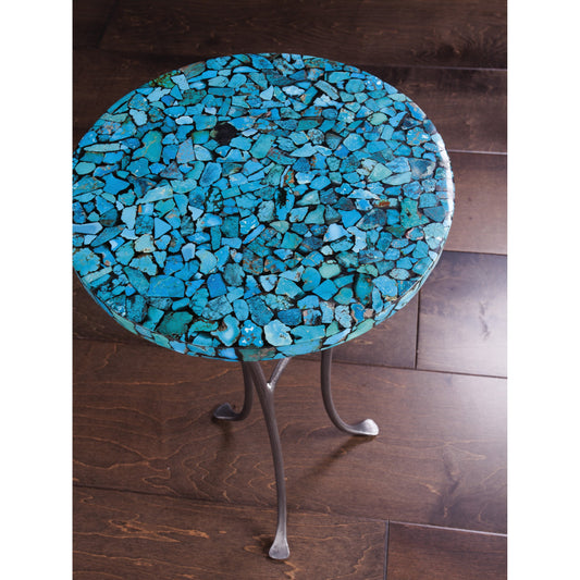 Isidora Spot Table by Artistica Home in turquoise. Made from unique in a coastal style.