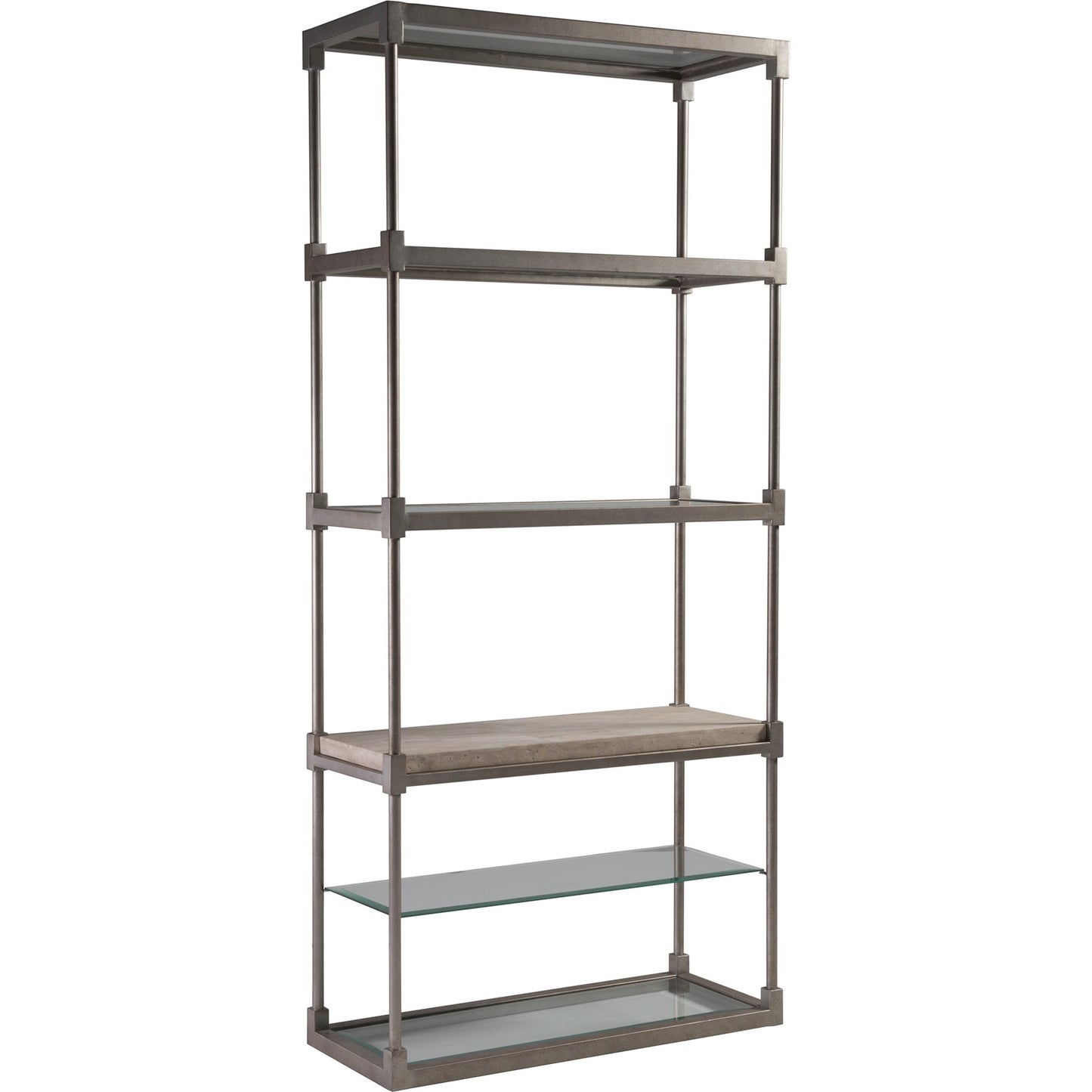000 SR-834678 | Primary Silo | Topa Etagere by Artistica Home in antiqued silver leaf. Made from unique in a modern style.