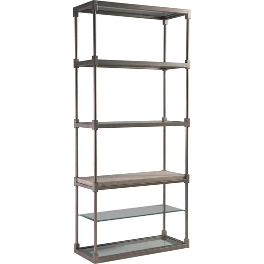 Topa Etagere by Artistica Home in antiqued silver leaf. Made from unique in a modern style.