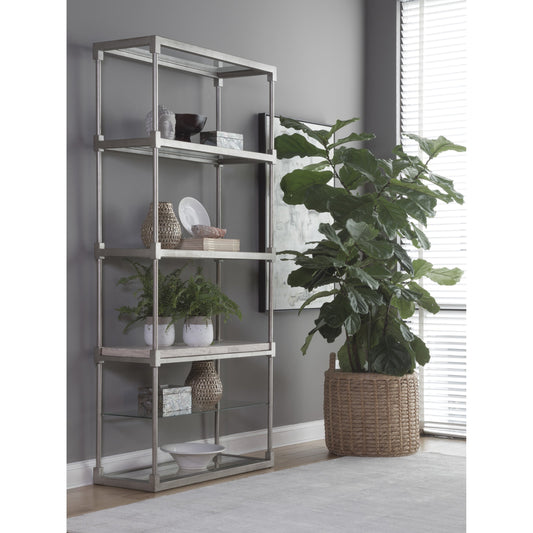 Topa Etagere by Artistica Home in antiqued silver leaf. Made from unique in a modern style.
