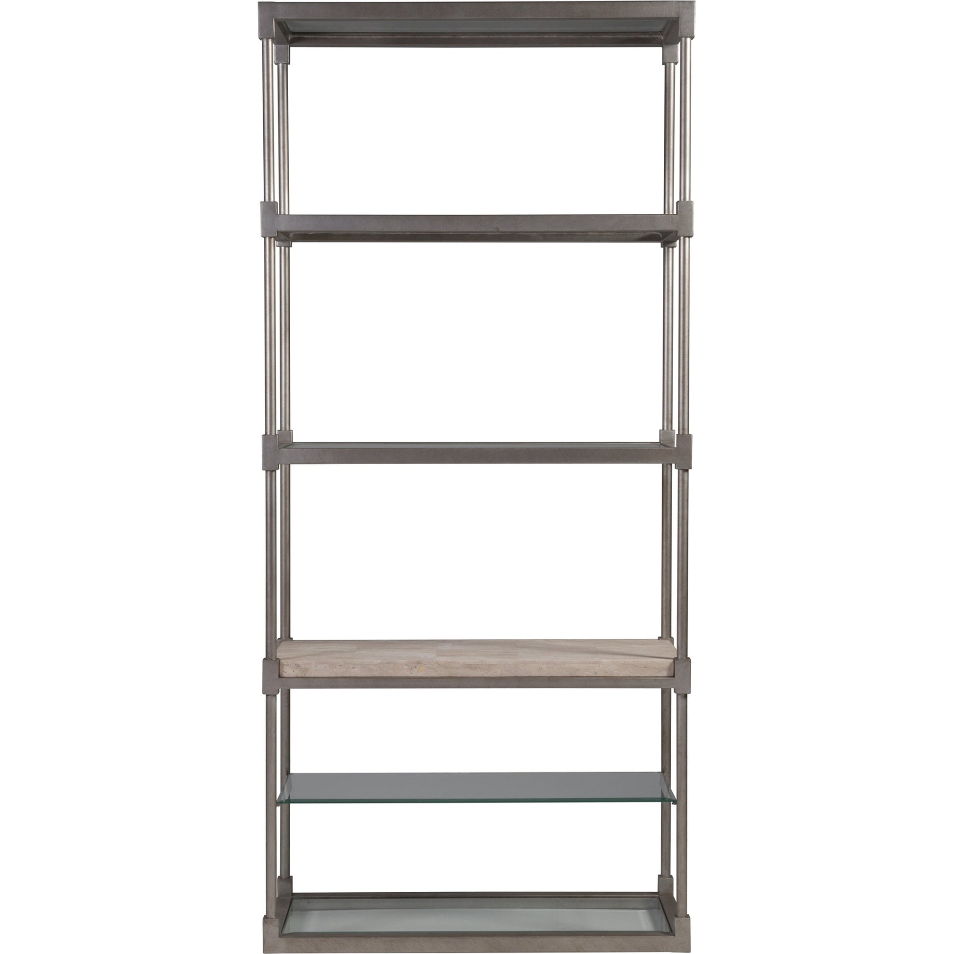 Topa Etagere by Artistica Home in antiqued silver leaf. Made from unique in a modern style.