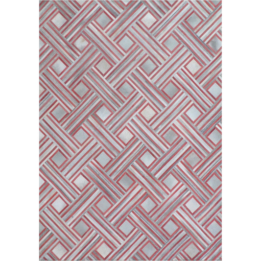 Natural Hide 2137 Rug by Exquisite Rugs in red, multi. Made from leather hide in a unique style.