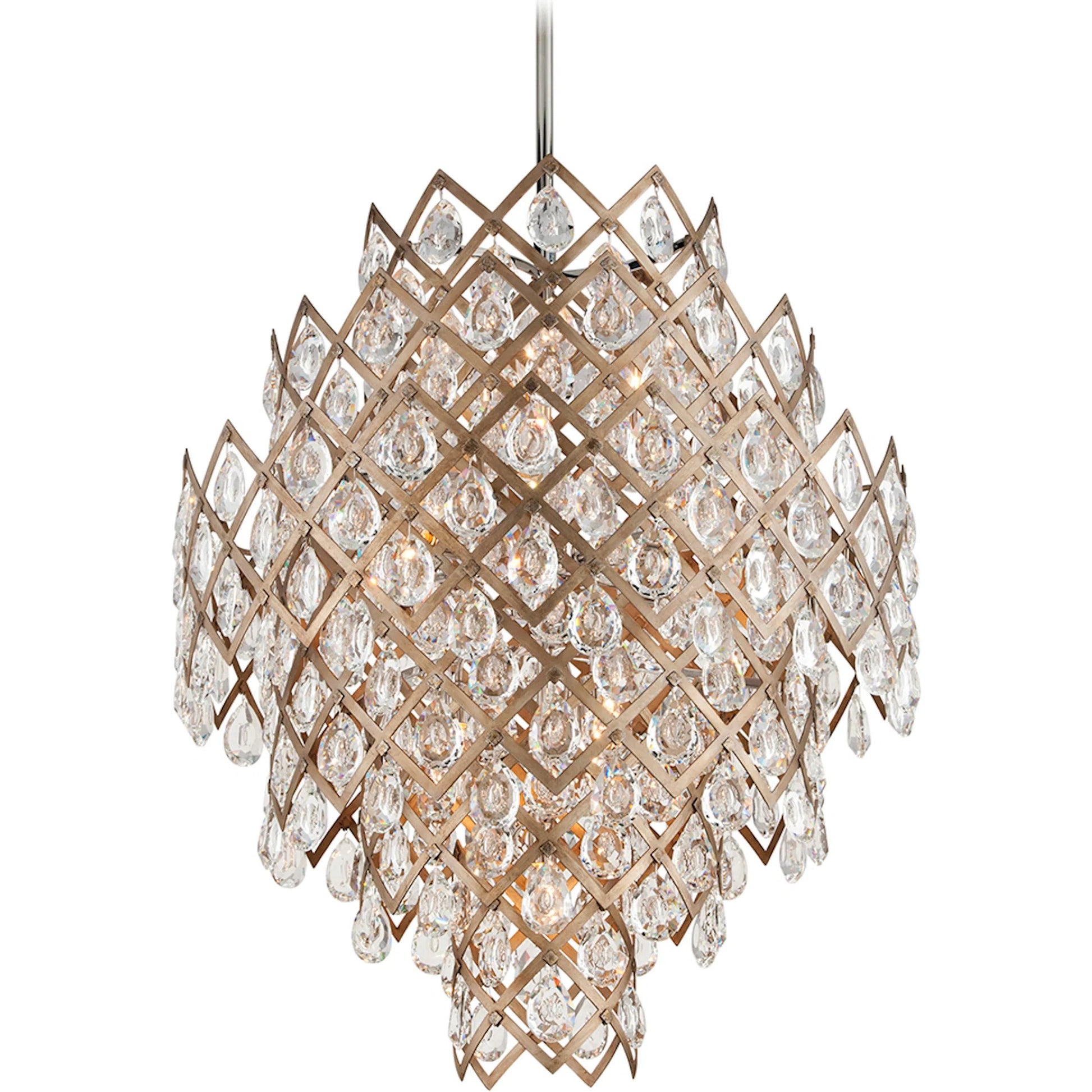 Tiara Pendant by Corbett in vienna bronze. Made from hand-crafted iron in a modern style.