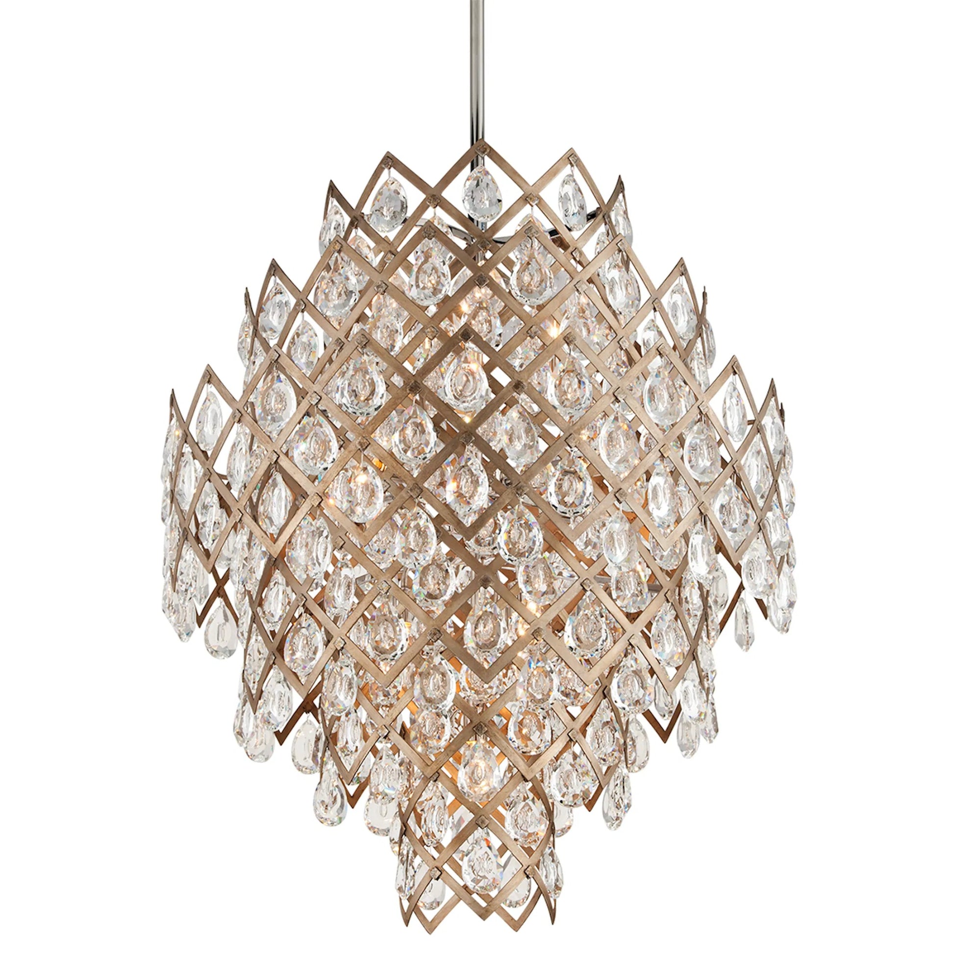 Tiara Pendant by Corbett in vienna bronze. Made from hand-crafted iron in a modern style.