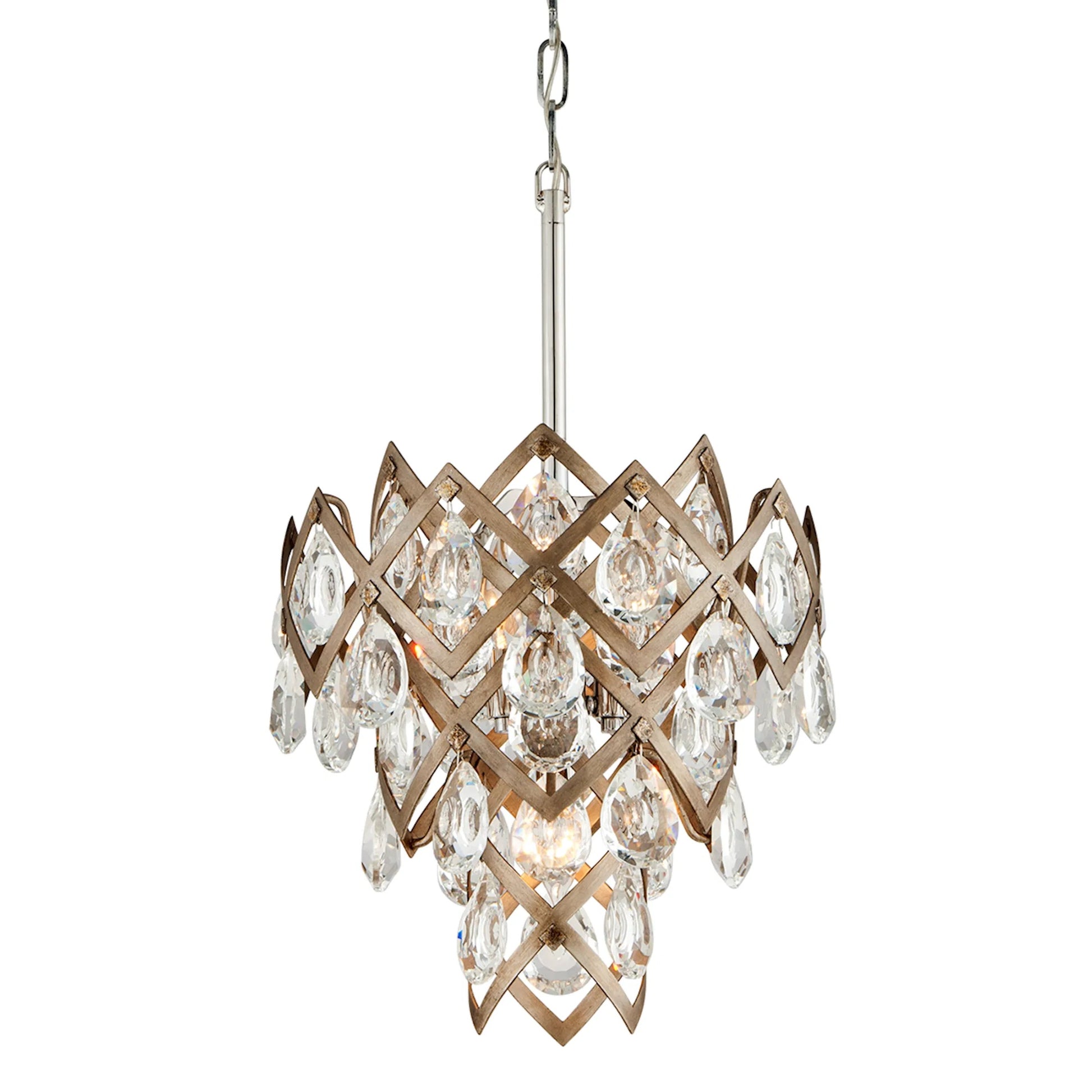 Tiara Pendant by Corbett in vienna bronze. Made from hand-crafted iron in a modern style.