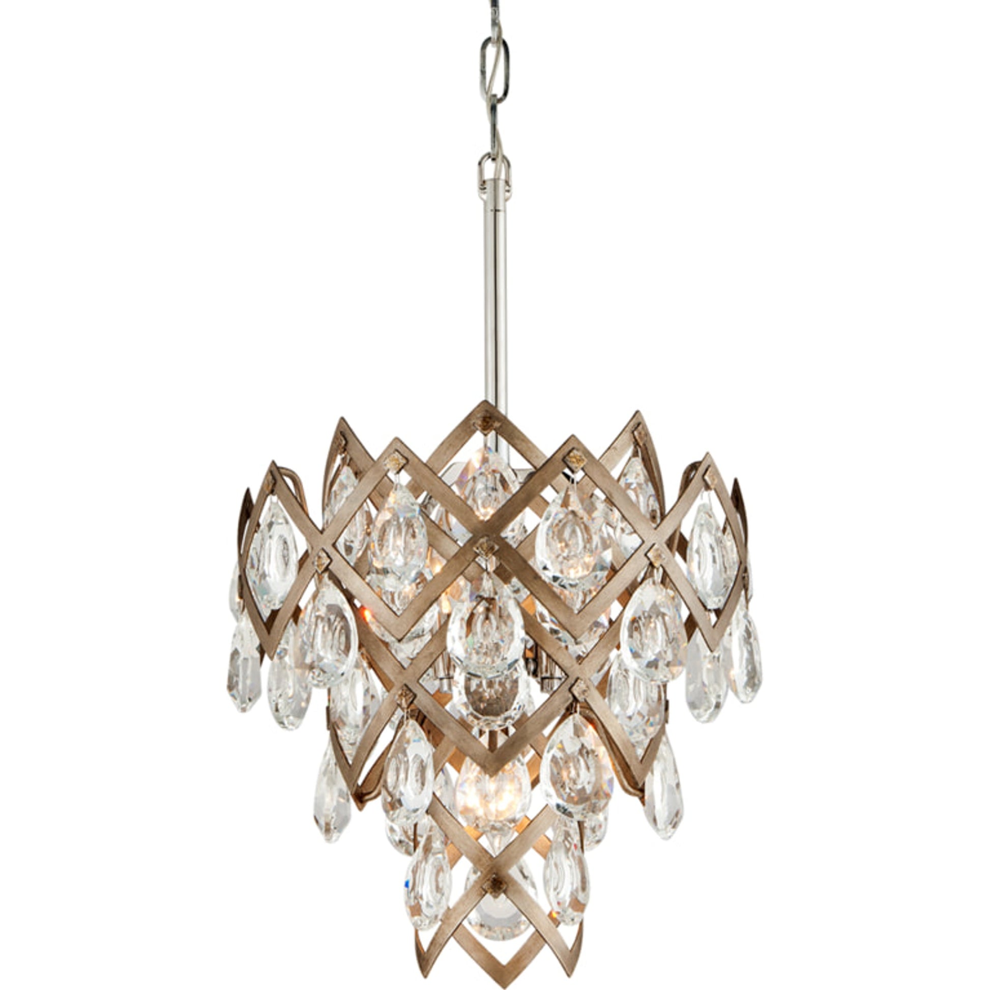 Tiara Pendant by Corbett in vienna bronze. Made from hand-crafted iron in a modern style.