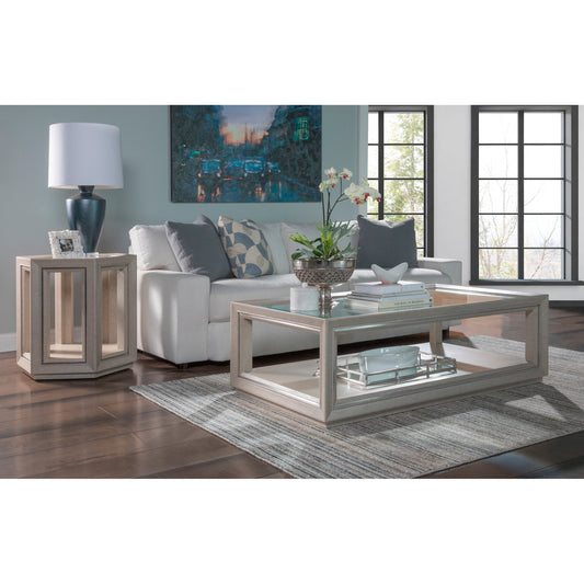 Zeitgeist Linen Cocktail Table by Artistica Home in gray. Made from unique in a transitional style.