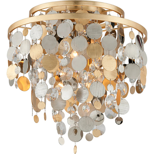 Ambrosia Flush Mount by Corbett in silver, gold leaf. Made from hand crafted iron in a unique style.