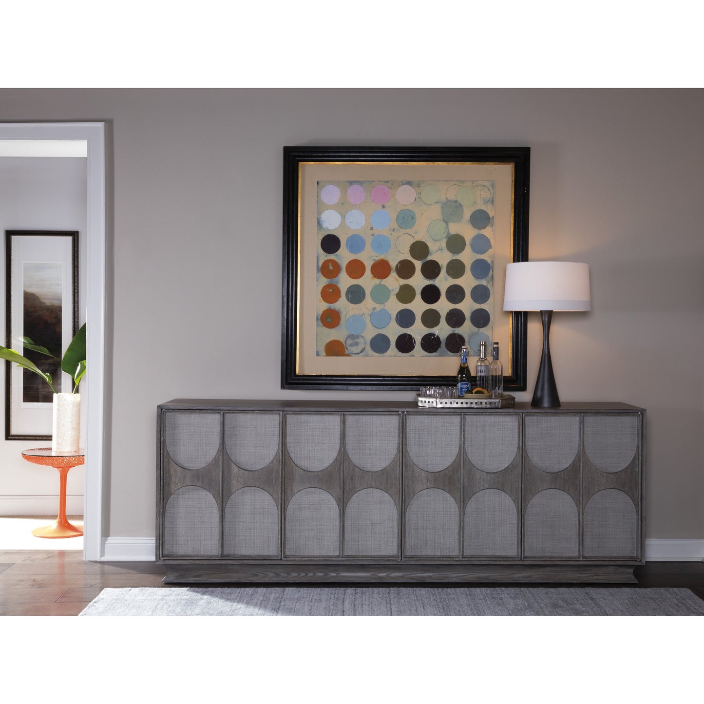 004 SR-834490 | Lifestyle | Monstuart Media Console by Artistica Home in warm gray. Made from unique in a modern style.