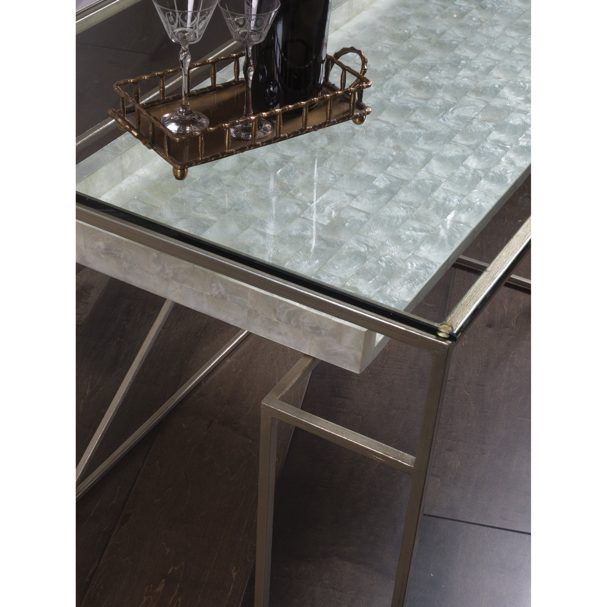 Cumulus Capiz Writing Table by Artistica Home in champagne. Made from unique in a modern style.