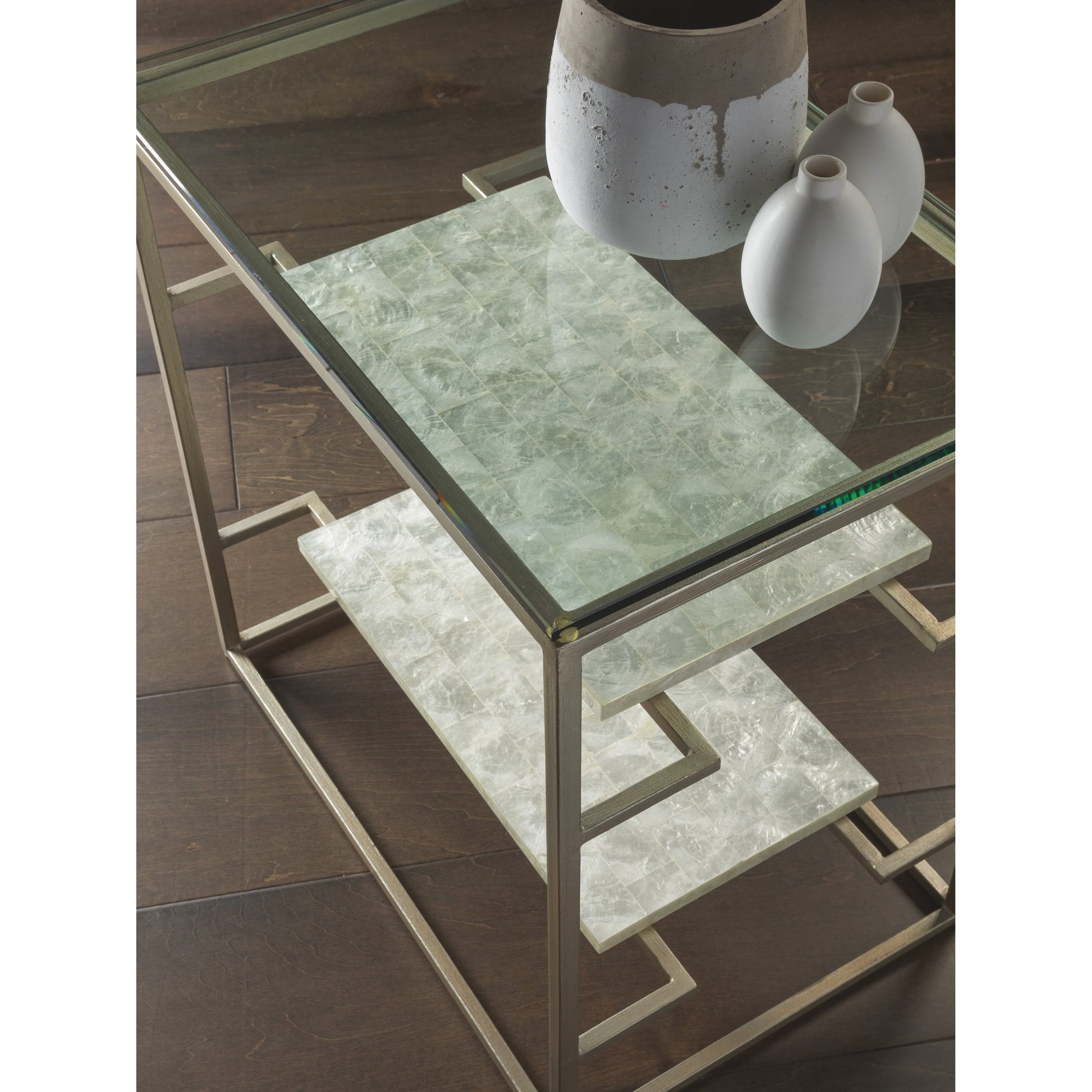 Cumulus Capiz Tier Table by Artistica Home in champagne. Made from unique in a modern style.