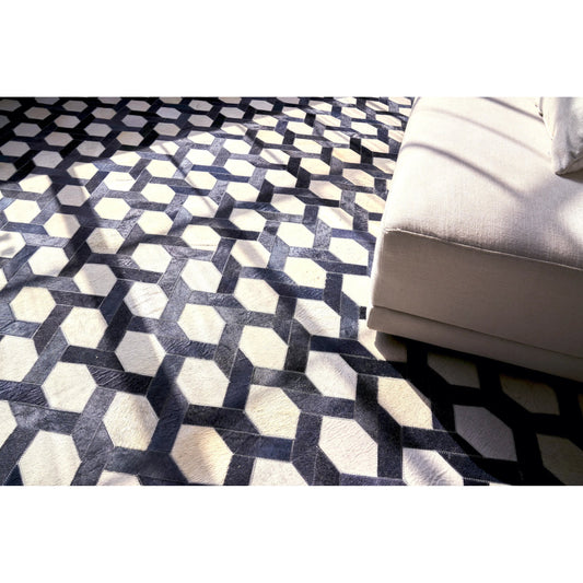 Natural Hide 2157 Rug by Exquisite Rugs in silver, blue. Made from leather hide in a unique style.