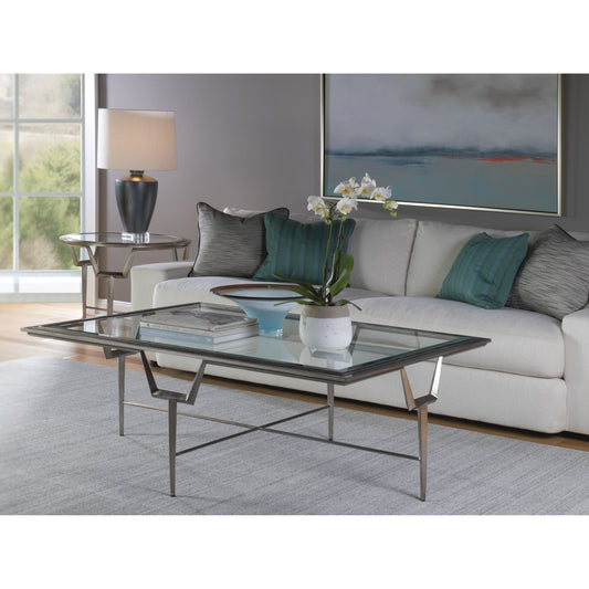 Voila Rectangular Cocktail Table by Artistica Home in antiqued silver leaf. Made from unique in a modern style.