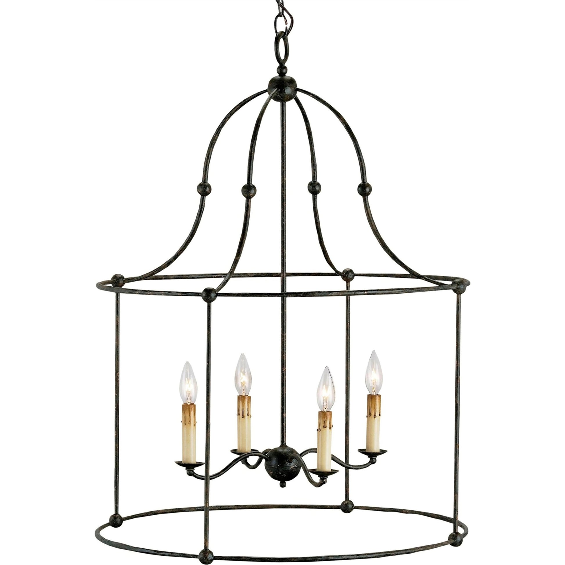 Fitzjames Lantern by Currey and Company in mayfair. Made from wrought iron in a traditional style.