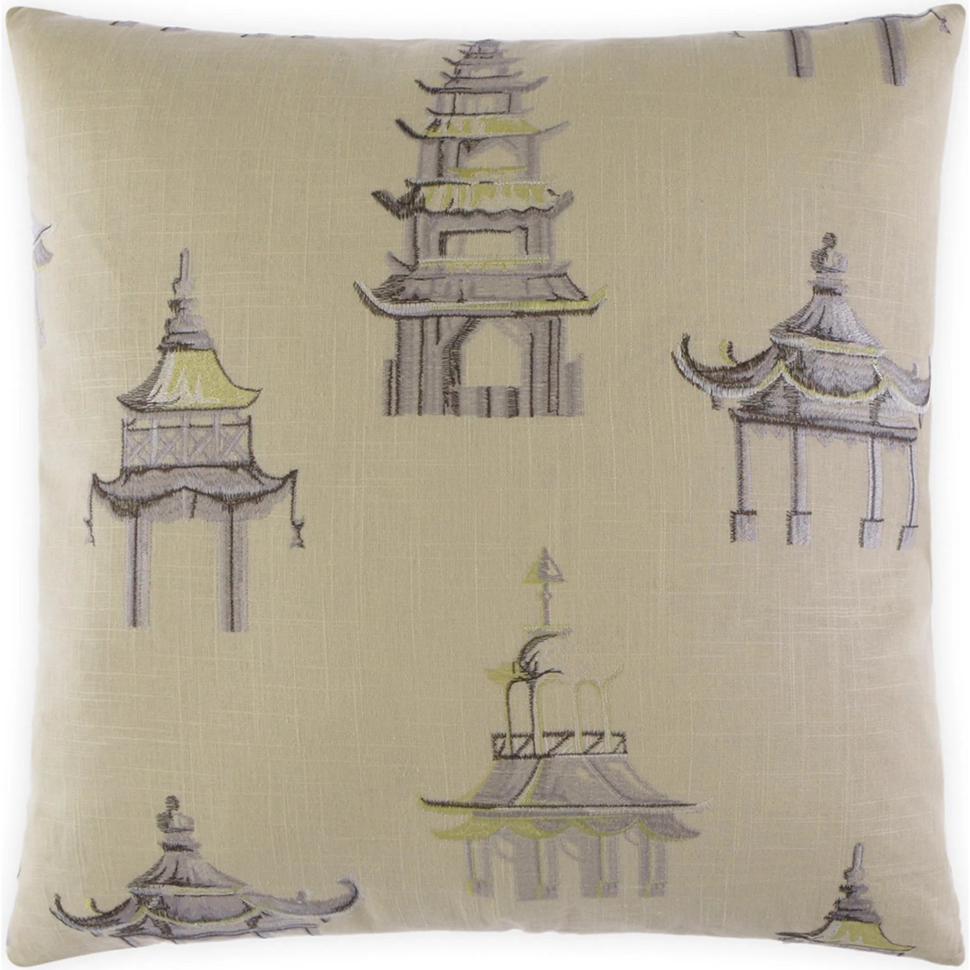 Palacio Pillow by DV Kap Home in chartreuse. tan, taupe. Made from unique in a traditional style.